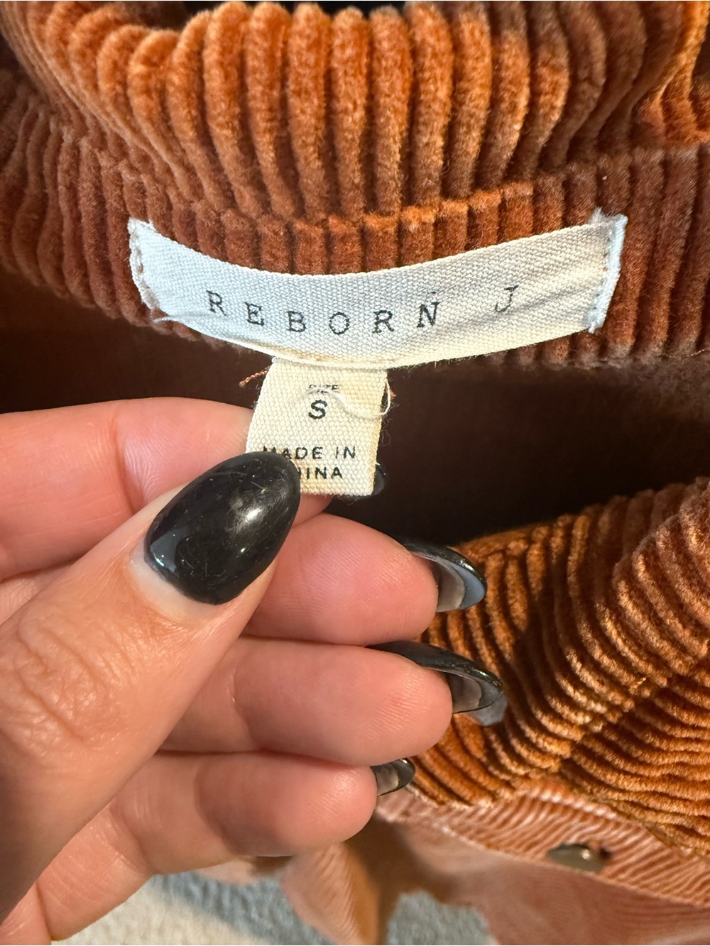 Reborn Burnt Orange Corduroy Button Jacket - Picture 3 of 3
